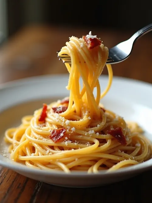 Spaghetti à la carbonara express, une des 99 recettes du livre